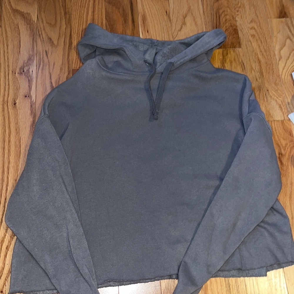 Gray cropped hoodie.